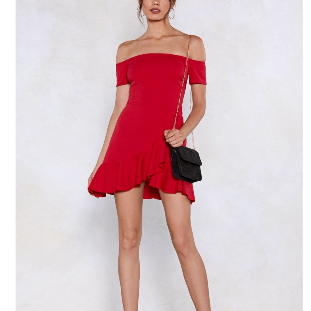 Nasty Gal Red Ruffle Dress